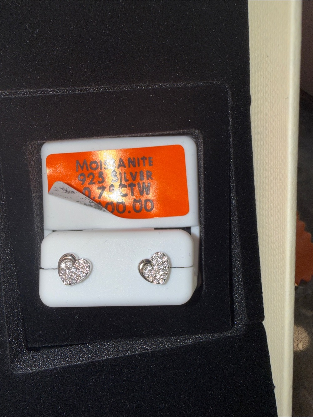 Moissanite 925 Heart Pavé Sterling Stud Earrings - Silver - Picture 5 of 5